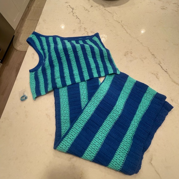 FREE PEOPLE BLUE TURQUOISE CROCHET SET!!! Quality! Stretch!! M - Picture 5 of 7